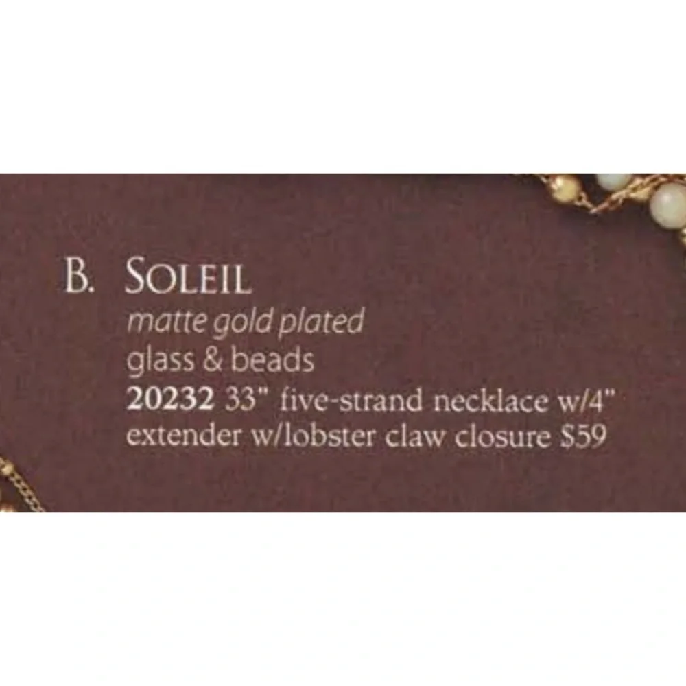 Premier Designs SOLIEL five-strand necklace.  Like new. #081
